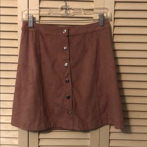 Pink suede mini skirt